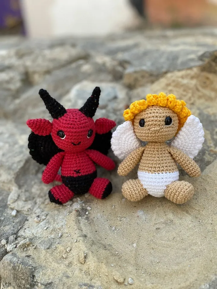 PDF Crochet SET Angel and Devil Pattern, Amigurumi Angel, Crochet Halloween Pattern Amigurumi Devil Crochet animal Halloween Monster pattern
