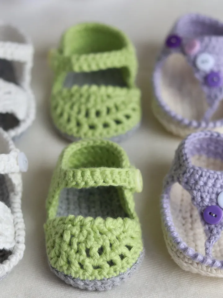 Newborn sandals, Cotton crochet baby first shoes, Summer newborn footwear, Baby shower gift
