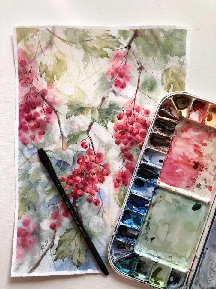 Berries Painting Floral Original Watercolor Painting Berry Wall Art Berry Painting