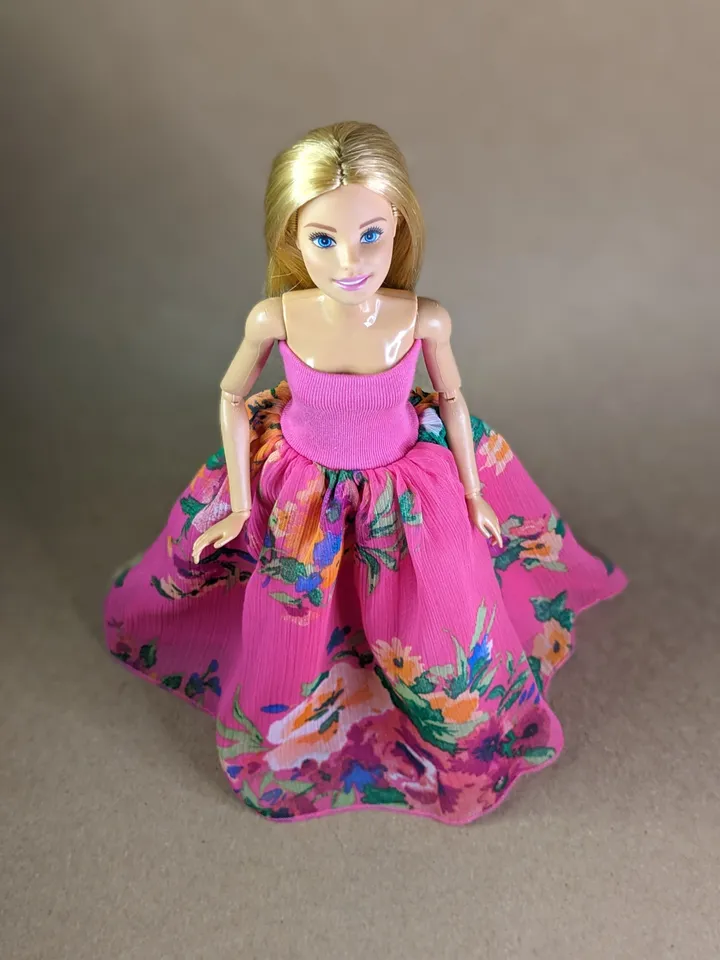 Handmade pink maxi dress for 1/6 scale fashion female dolls
