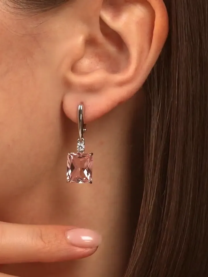 Long earrings for women 925 silver, jewelry with sitalls and cubic zirconia stones