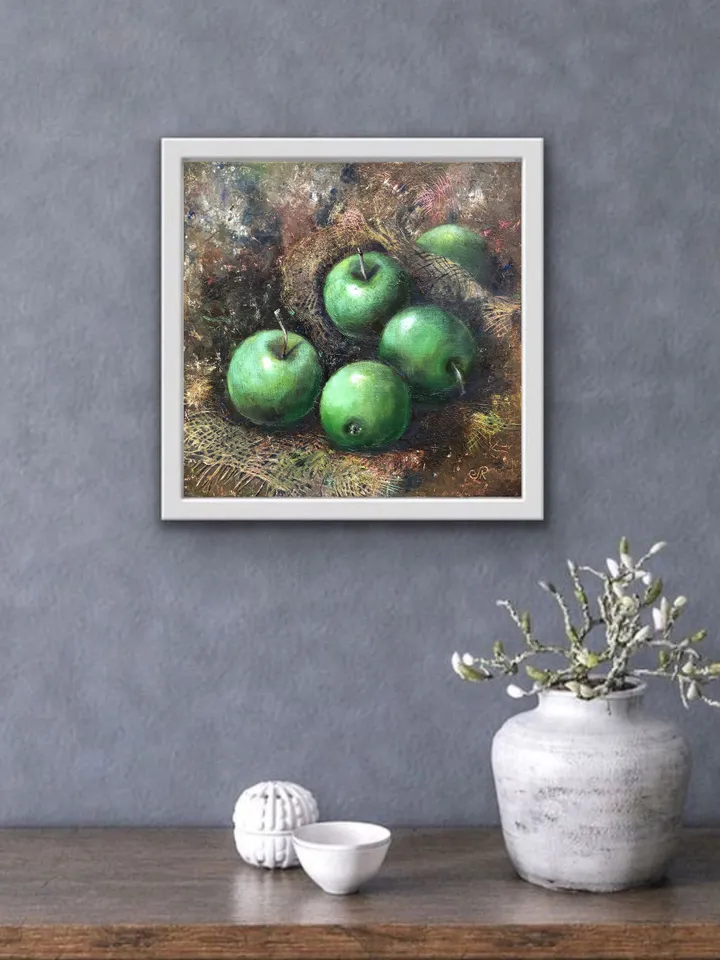 Apples Oil Painting Original Fruits Oil Painting Still life