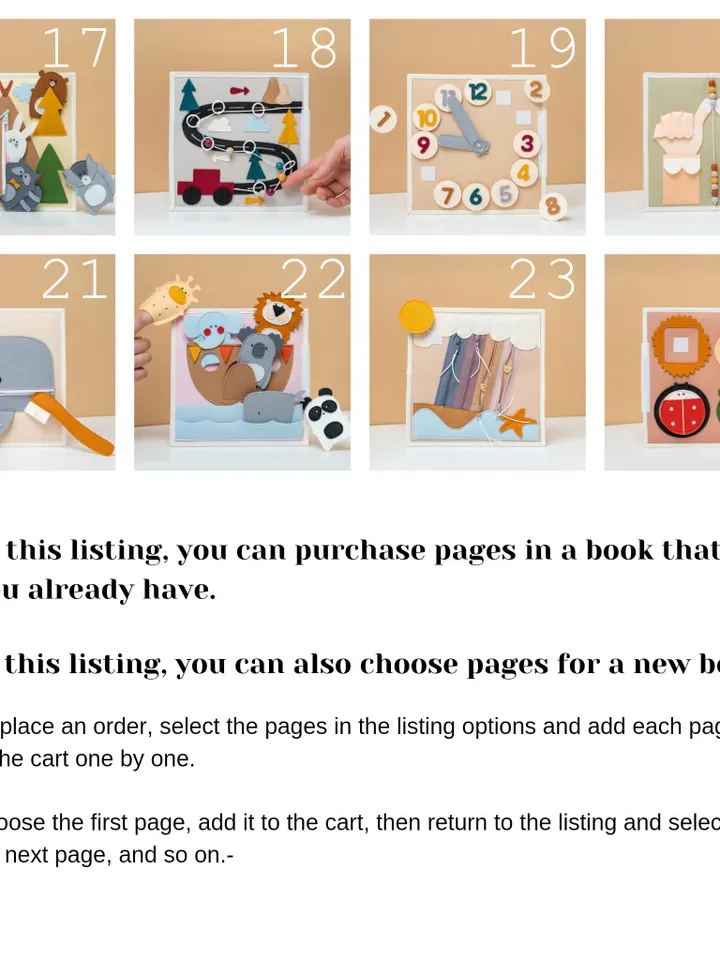1 PAGE NOT BOOK, montessori quiet book for toddlers 1 year old, kinderkrama