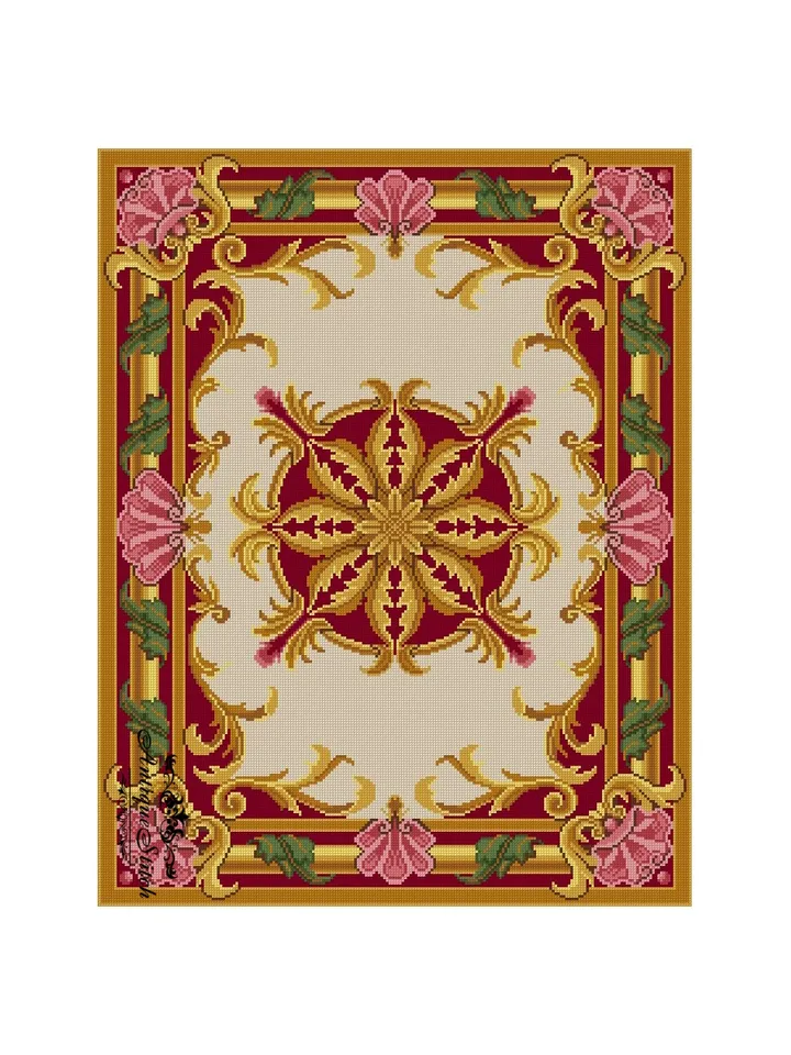 Carpet 8 Antique Needlepoint Rug Cross Stitch Pattern PDF