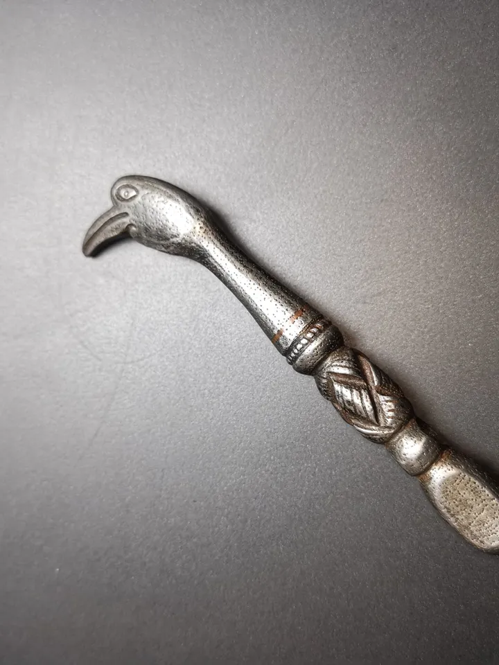 Gandhanra Antique Tibetan Thokcha Pendant,Pickaxe Amulet, Trantic Buddhism Dharma Ritual, Made of Thunder Iron,Copper Wire Inlay