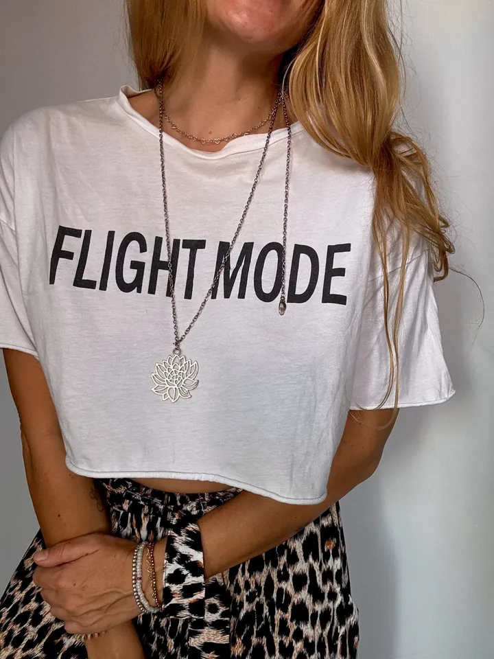 White Cotton Crop Top Tee | Women T-Shirt Fight Mode | Every Day Wear | Statement Tee | Gift For Her | Hadmade Clothing