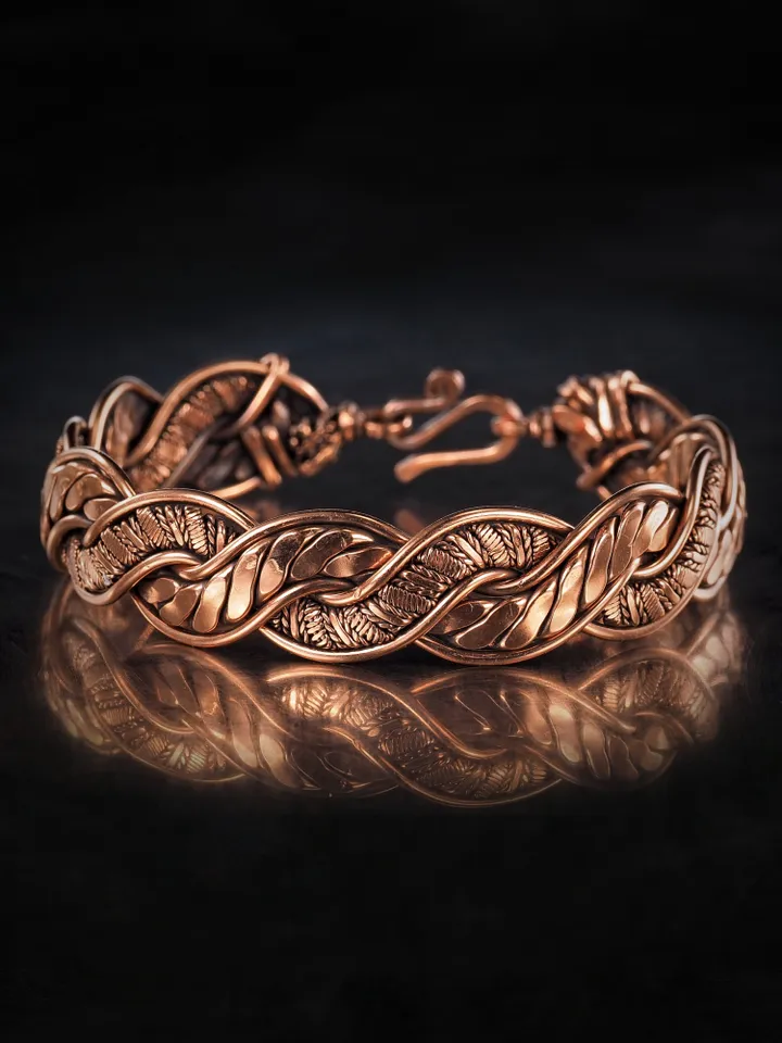 Woven copper wire bracelet Antique style handcrafted copper jewelry Unique gift