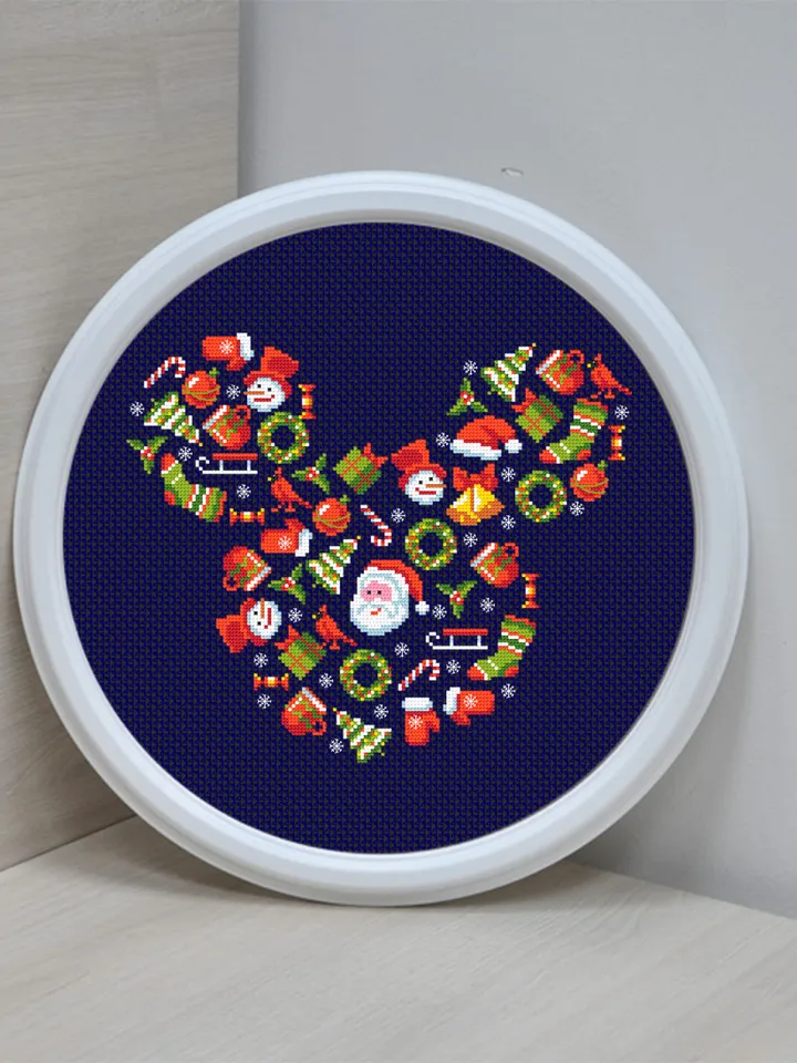 Christmas sampler cross stitch pattern download PDF Mouse Silhouette cross stitch chart, Christmas mouse head digital pattern PDF #N108