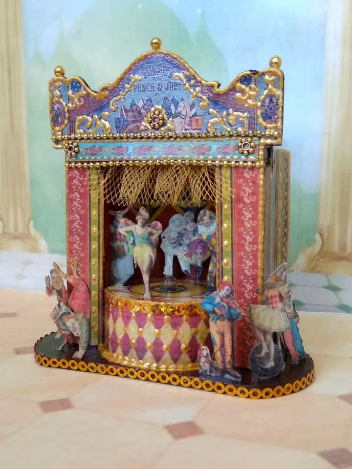 Puppet show. Vintage circus. Circus with illumination.
