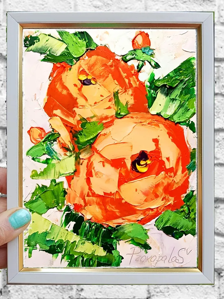 Roses painting Flowers original oil painting Small Original art Roses wall art Pink Roses artwork Floral New home gifts 7x5 in
