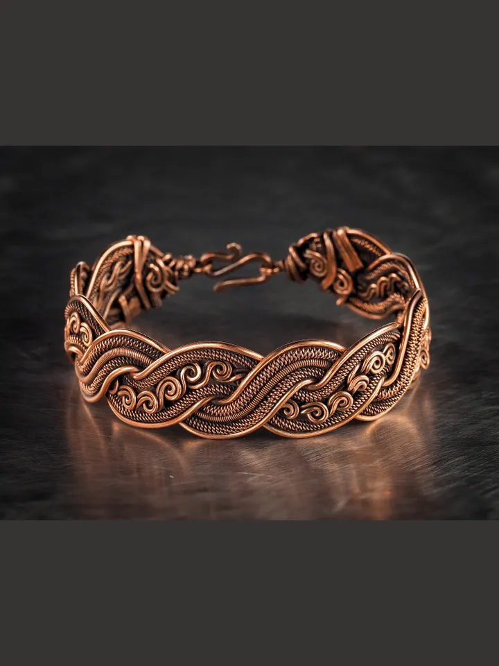 Wire wrapped copper bracelet for woman Antique style copper jewelry WireWrapArt