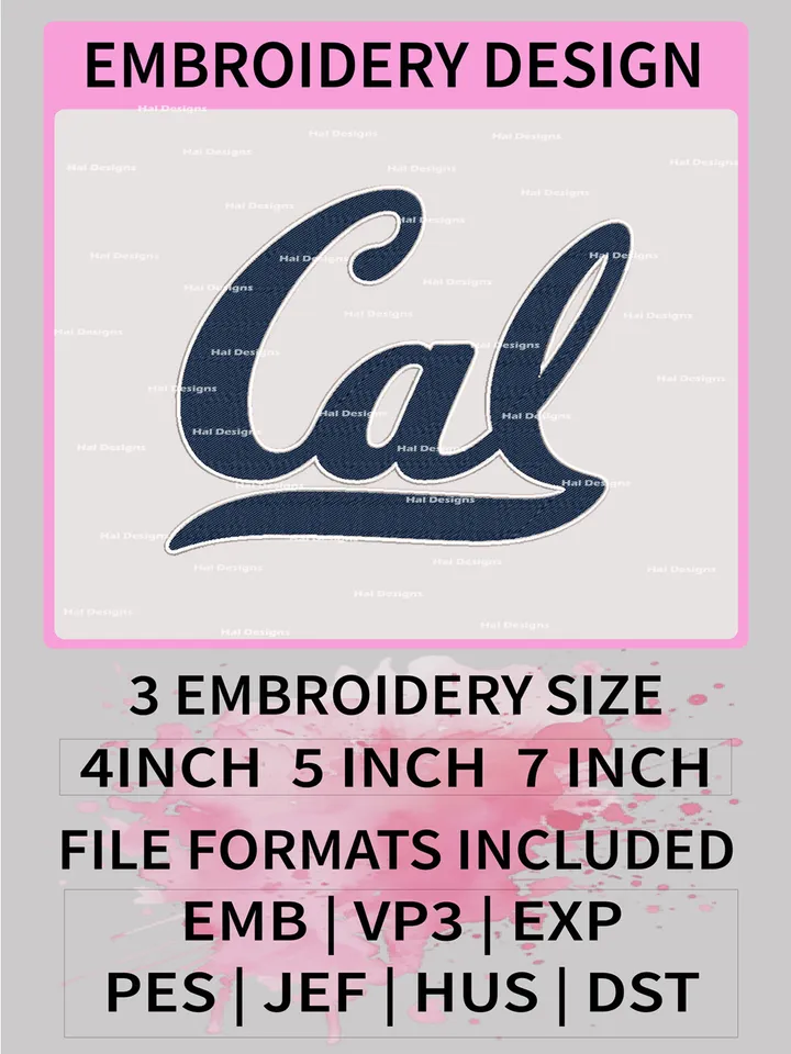 NCAA California Golden Bears Embroidery File, 3 Sizes, 6 Formats, NCAA Machine Embroidery Design, NCAA Logo, NCAA Teams
