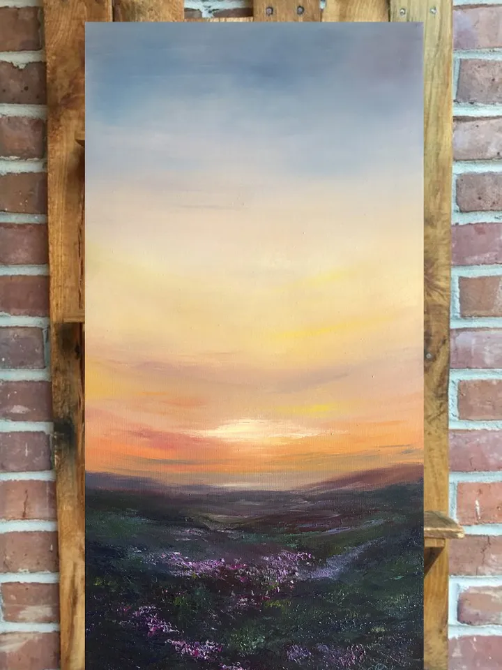 Abstract Painting Original Landscape Oil Painting Sunset Painting Meadow Painting