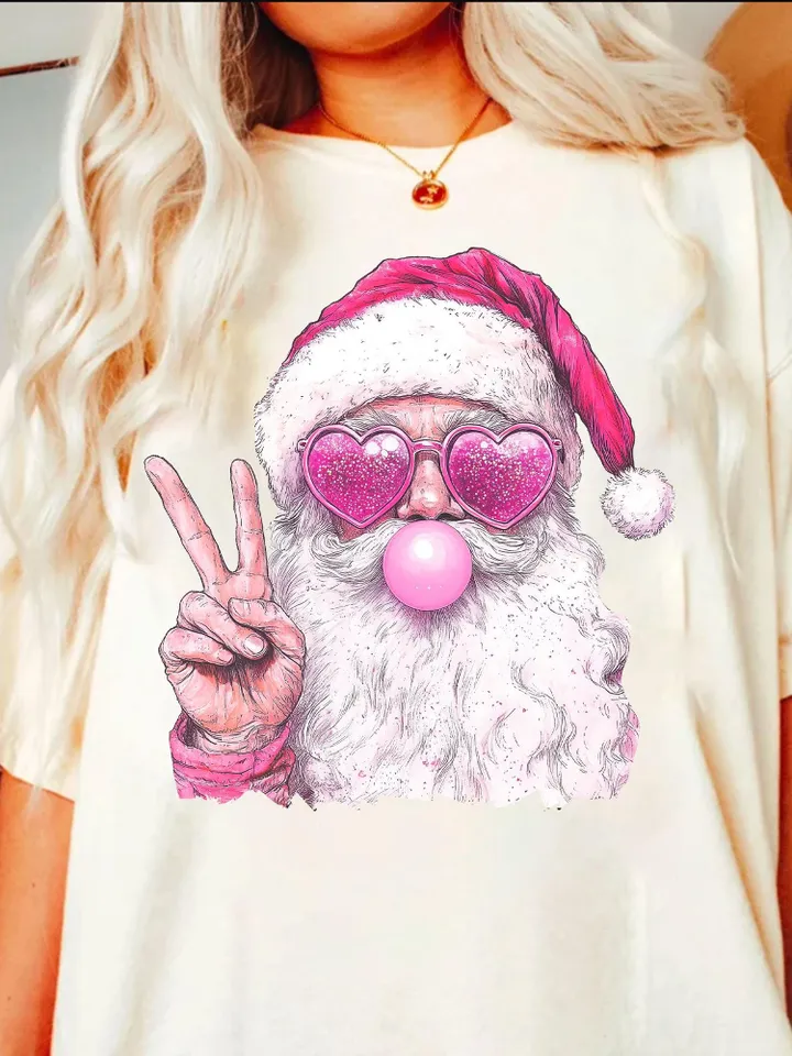 Retro Santa Christmas Blowing Bubble PNG, Vintage Merry Christmas PNG, Funny Santa With Sunglasses Xmas Holiday Sublimation Digital Download