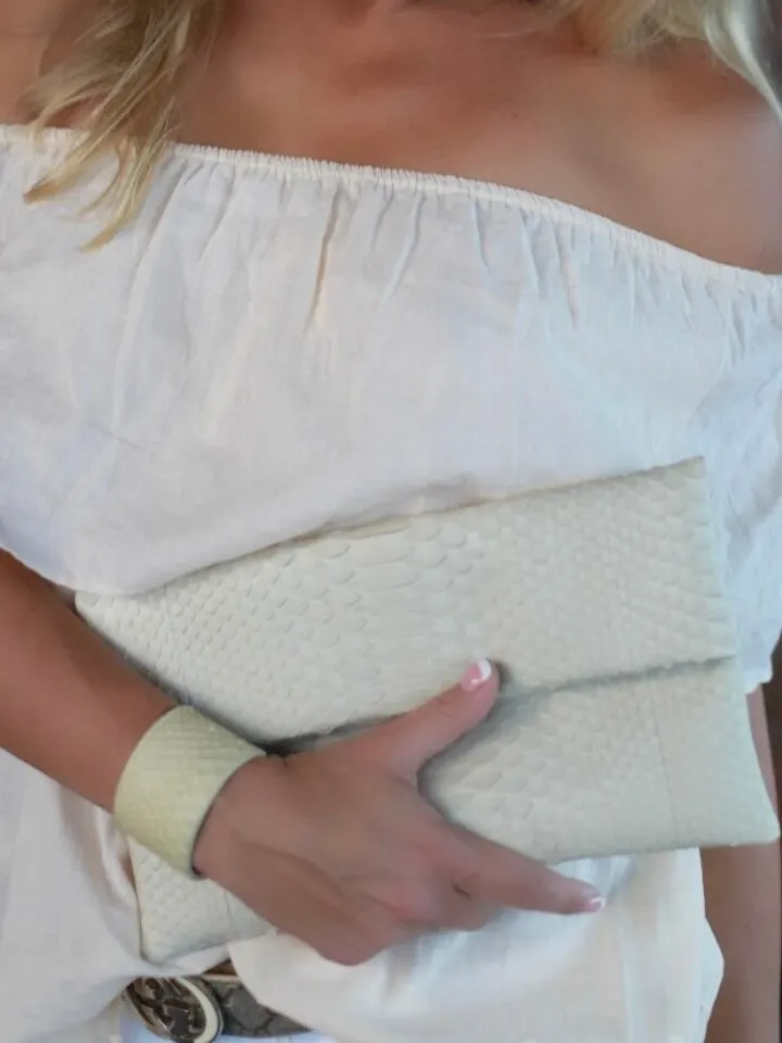 Genuine python skin cream handmade clutch, classy elegant leather envelope bag, purse free shipping, flat snake leather clutch,small clutch