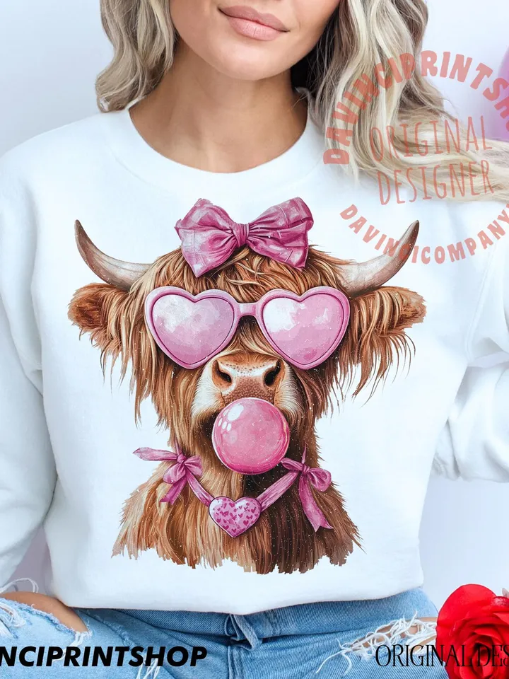 Valentines Highland Cow Png, Valentines Coquette, Valentines Png, Valentines Day Png Design, Love Png, Western Valentine, Pink Valentine png