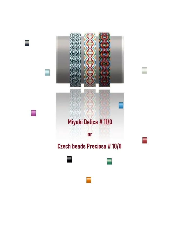 Cuff Bracelet Loom - Square Stitch Bead Patterns Bracelet Beading Patterns Bead loom pattern Miyuki Delicas - Preciosa Instant Download