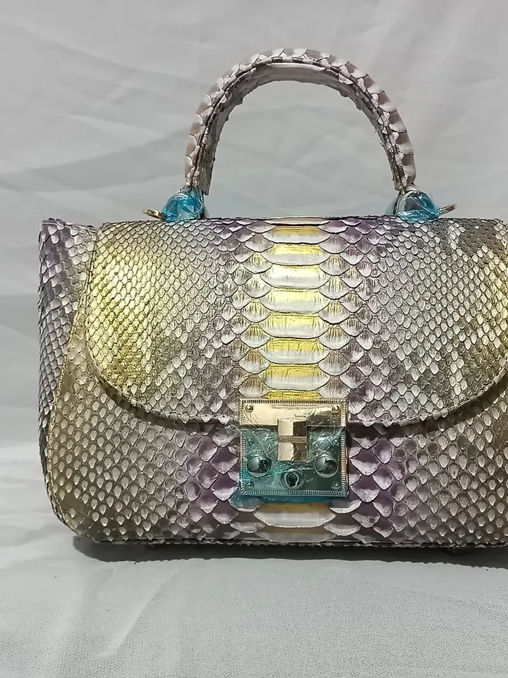 Genuine python top handle bag / designer bag / exotic leather bag / summer bag genuine snake leather / crossbody elegant classy bag