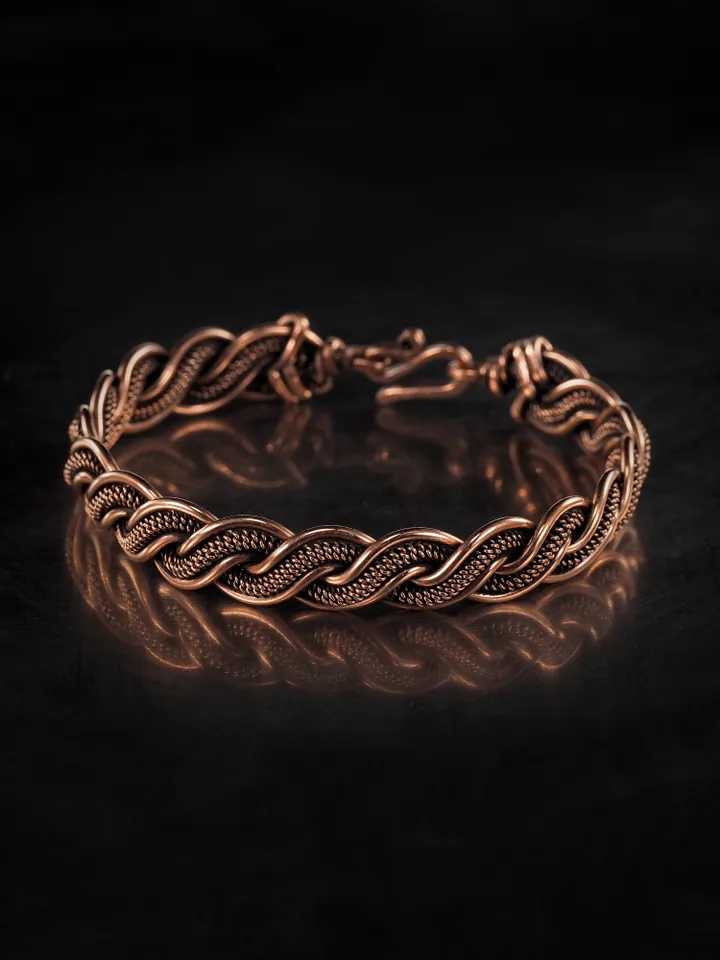 Woven copper wire bracelet Antique style handcrafted copper jewelry Unique gift