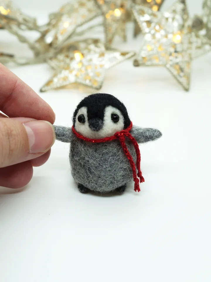 Miniature needle felted baby penguin