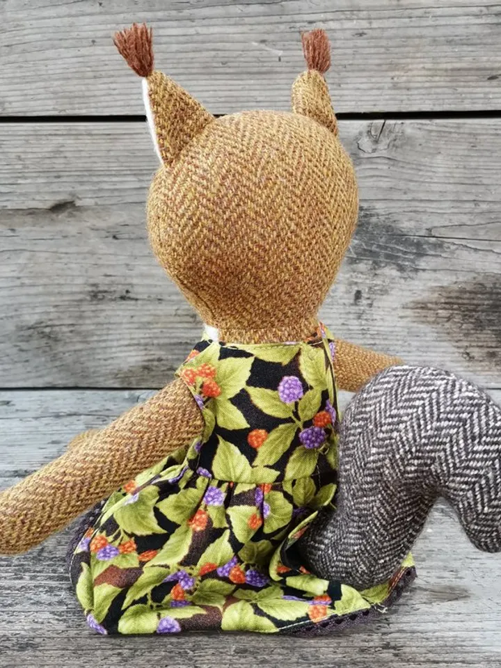 Red squirrel girl, plush stuffed toy, wool animal doll, squirrel soft toy