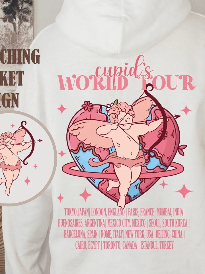 Cupid's World Tour Png, Cupid Valentine PNG, Retro Valentine, Valentine Sublimation, Trendy png, Retro png, trendy vday shirt png