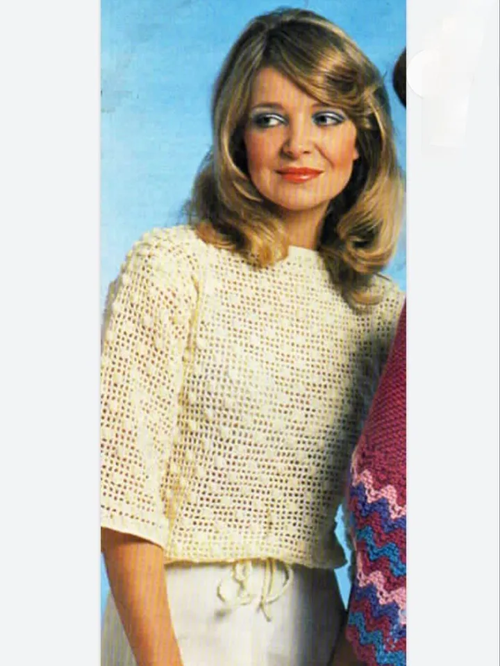 Crochet top, crochet pattern top pdf ladies summer sweater, mesh top sweater women pattern pdf instant download