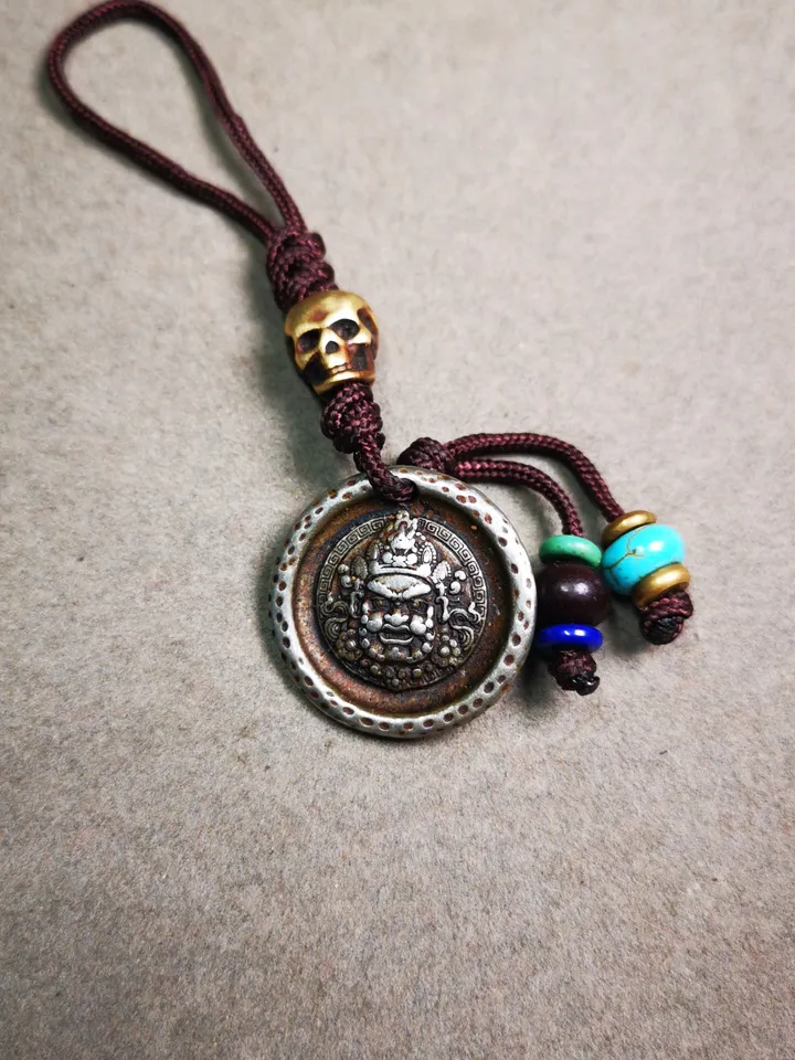 Gandhanra Handmade Tibetan Amulet Badge,Mahakala Pendant, Buddhist Protector Deity