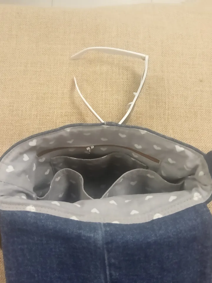 Cute crossbody denim bag, a women's messenger bag with a tapestry flap with a marine theme pattern and denim shoulder bag with 4 pockets inside and an adjustable strap.