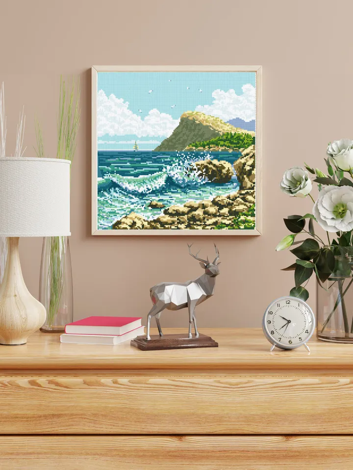 Ocean waves cross stitch pattern PDF download Nature landscape cross stitch chart, Sea beach cross stitch, Ocean pattern digital PDF #L36