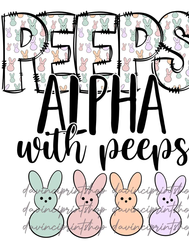 Peepss Alpha Font Easter Letters PNG Sublimation Design, Easter Letters, Easter png, Cute Easter png, Easter Sublimation, Digital Download