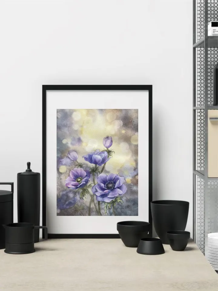 Flowers Original Painting Anemones Painting Floral Watercolor Wall Art