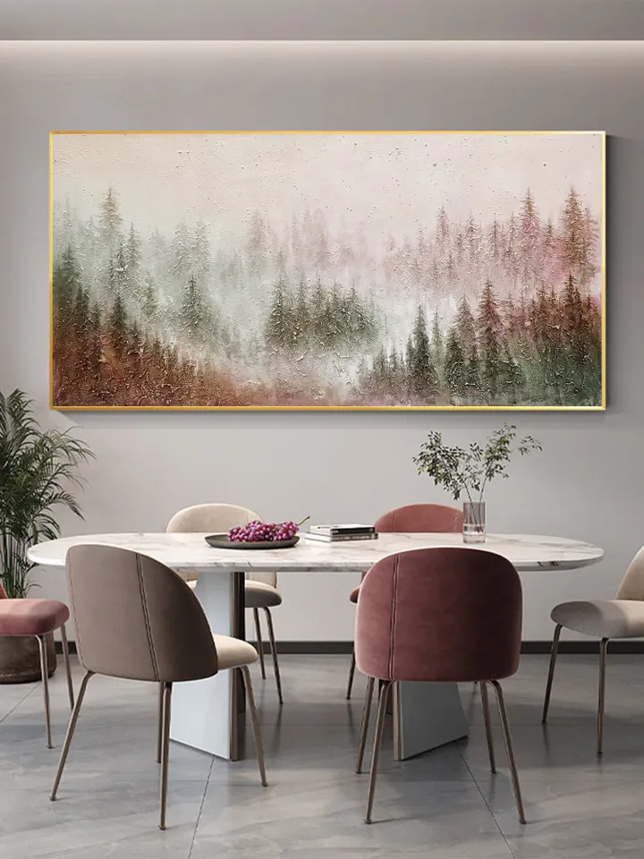 Original Colorful Forest Painting on Canvas Custom Painting Texture Wall Art Personalized Gift Giant Trees Nature Scenery Art Home Decor