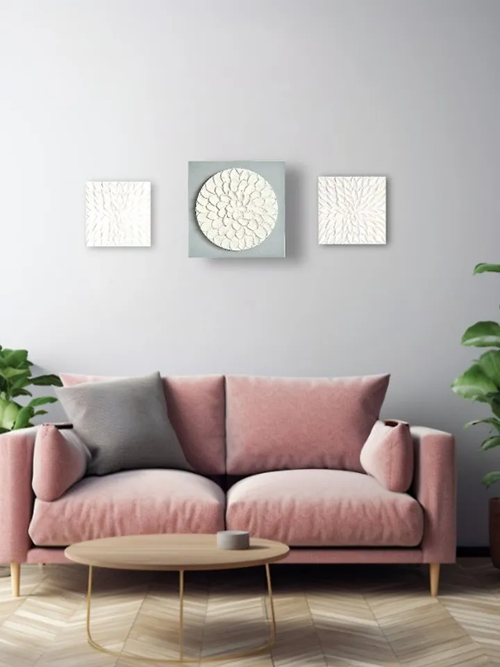 White Textured Wall Art, Set of 2 Art, Modern Wall Art Set, Abstract Canvas Art