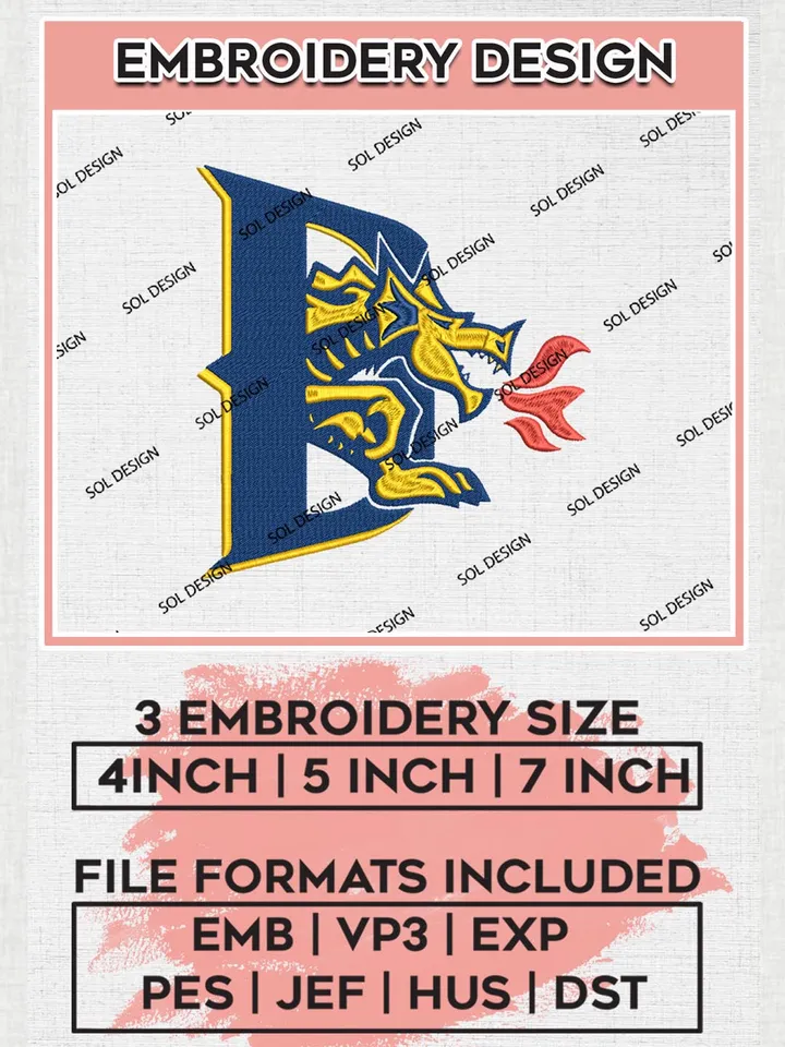 NCAA Drexel Dragons Team Mascot Logo Machine Embroidery Design, NCAA Drexel Dragons Team Design Design files, NCAA Team Embroidery Designs, NCAA Machine Embroidery Designs, Digital Download