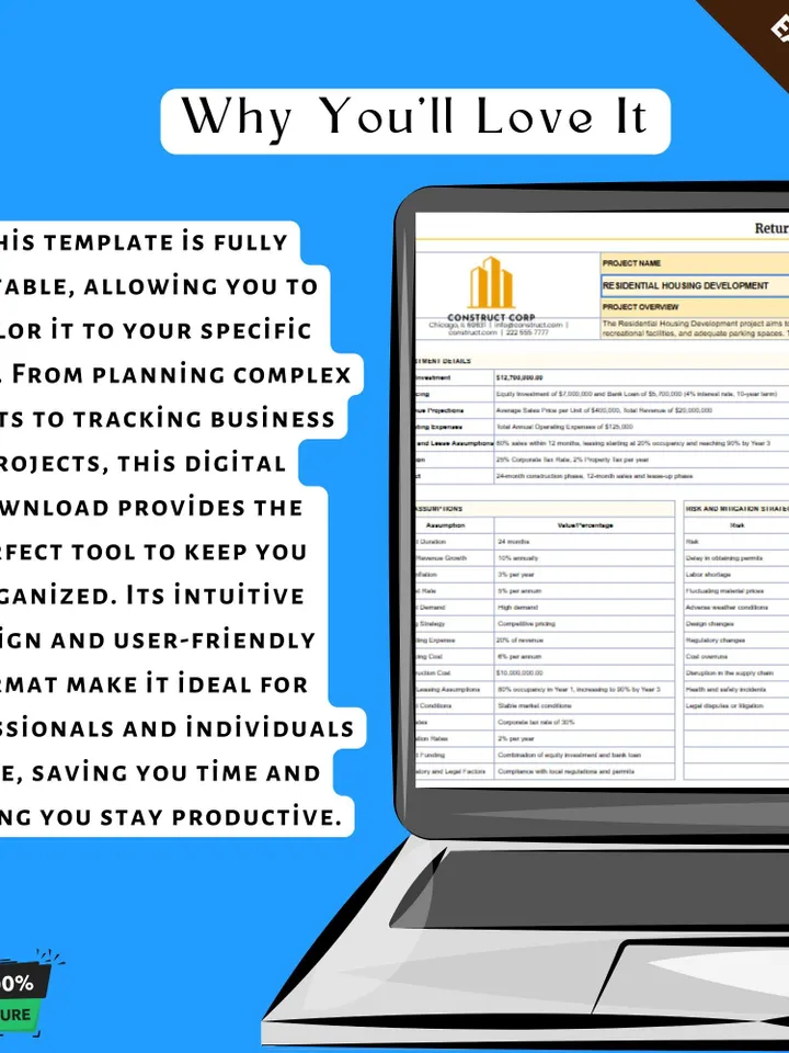 Return on Investment (ROI) Projection Template [QC Approved], Editable Google Sheets, Digital Download for Financial Forecasting