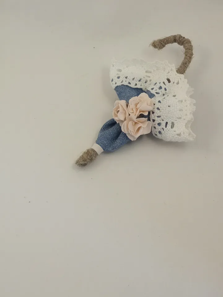 Denim umbrella brooch on pin/jeans textile handmade brooch/women's accessories/jeans jewellery/gifts for her/mother Day