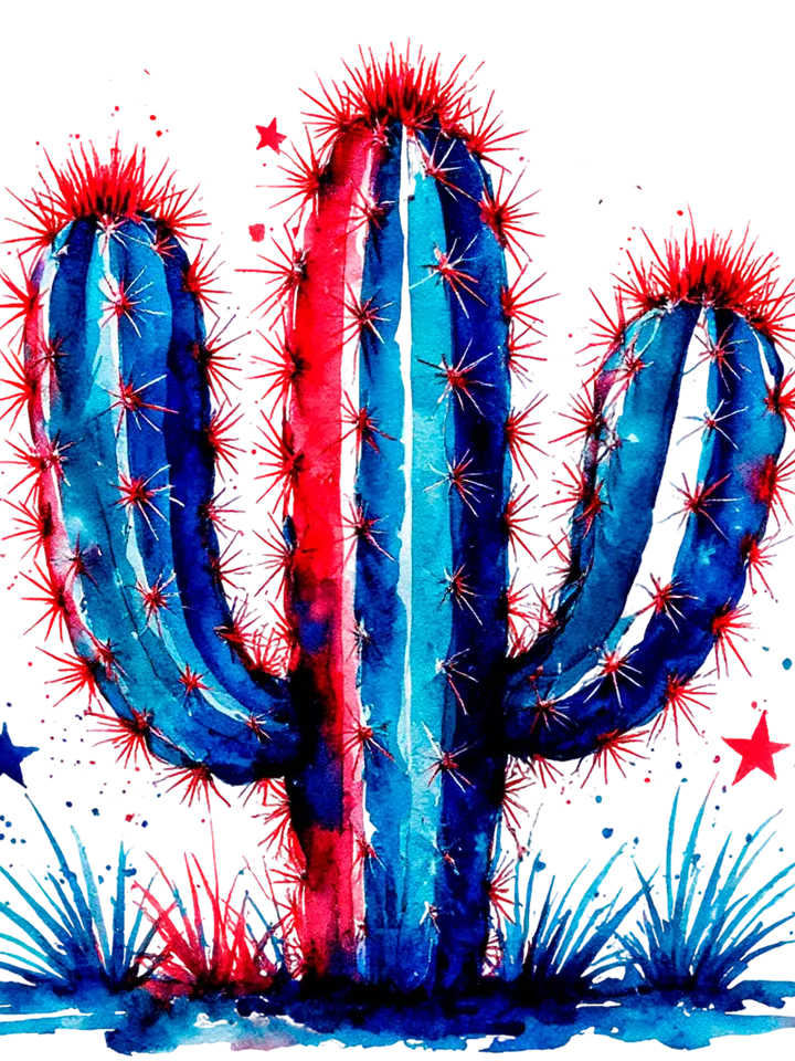 4th of July Cactus Sublimation PNG