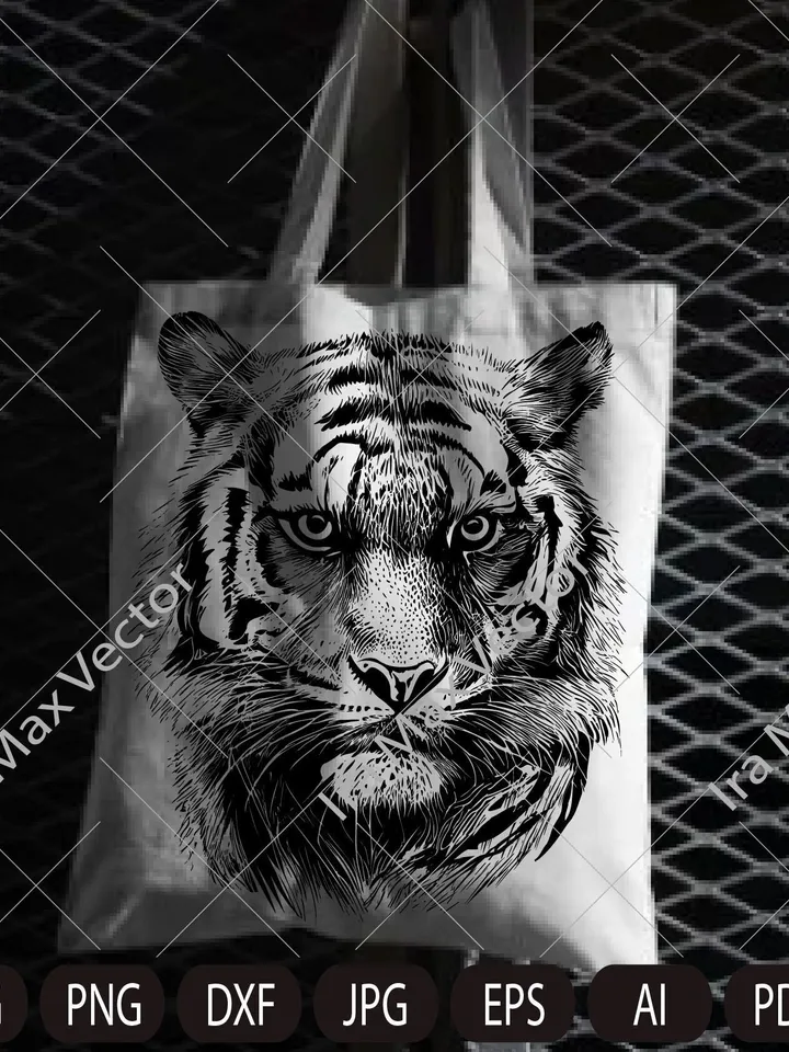 Tiger Svg, Tiger Clipart, Tiger Png, Tiger Head, Tiger detailed , Tiger Silhouette, Animals Silhouette