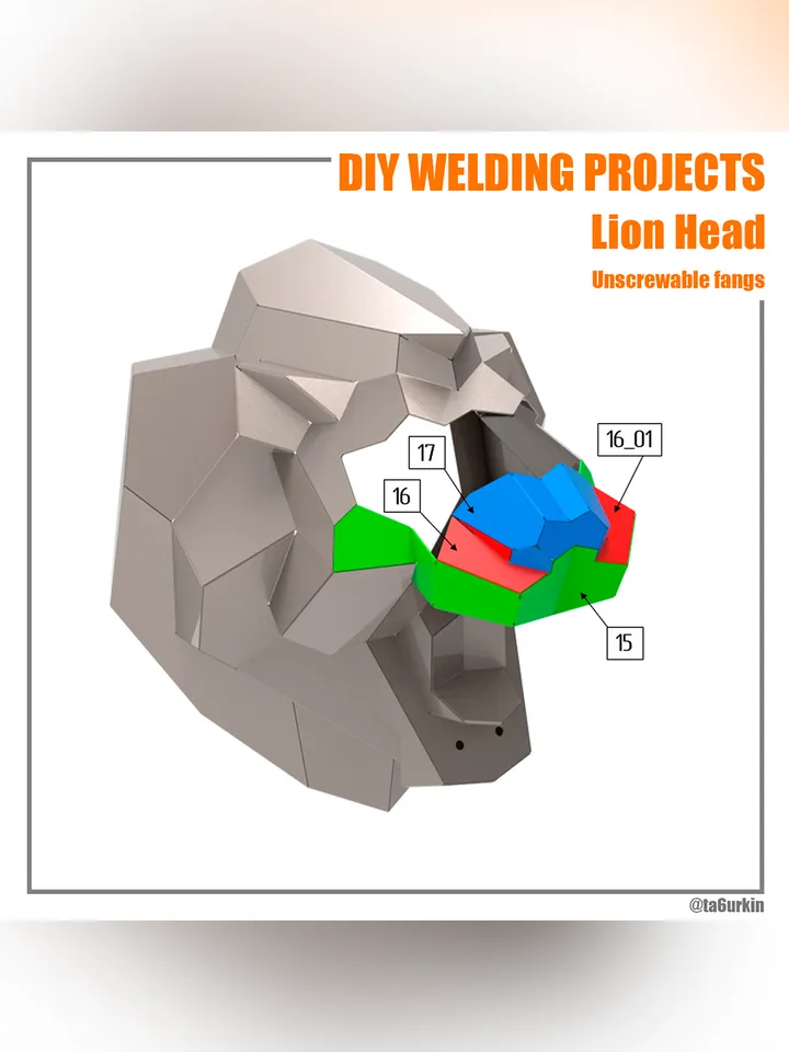 Welding Project Plans Drawings Lion Head (DXF, PDF)
