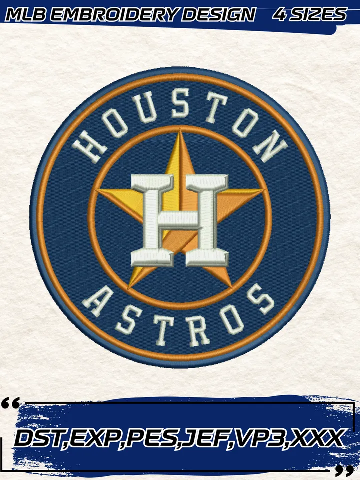 Houston Astros Logo Embroidery Design,MLB Embroidery Design,Machine Embroidery Design File,4 Sizes, Digital Download