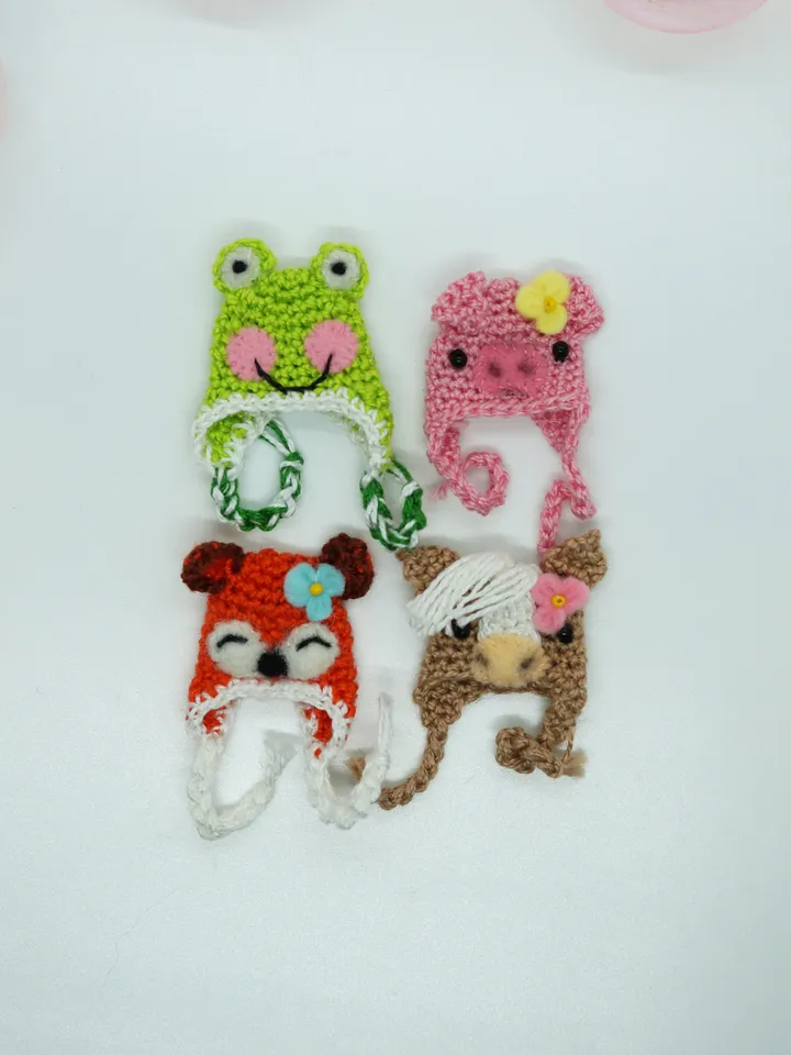 Miniature crochet hat for your toy, doll hat, will fit mice, raccoons and foxes from my shop, animal hat, cute hat, made to order