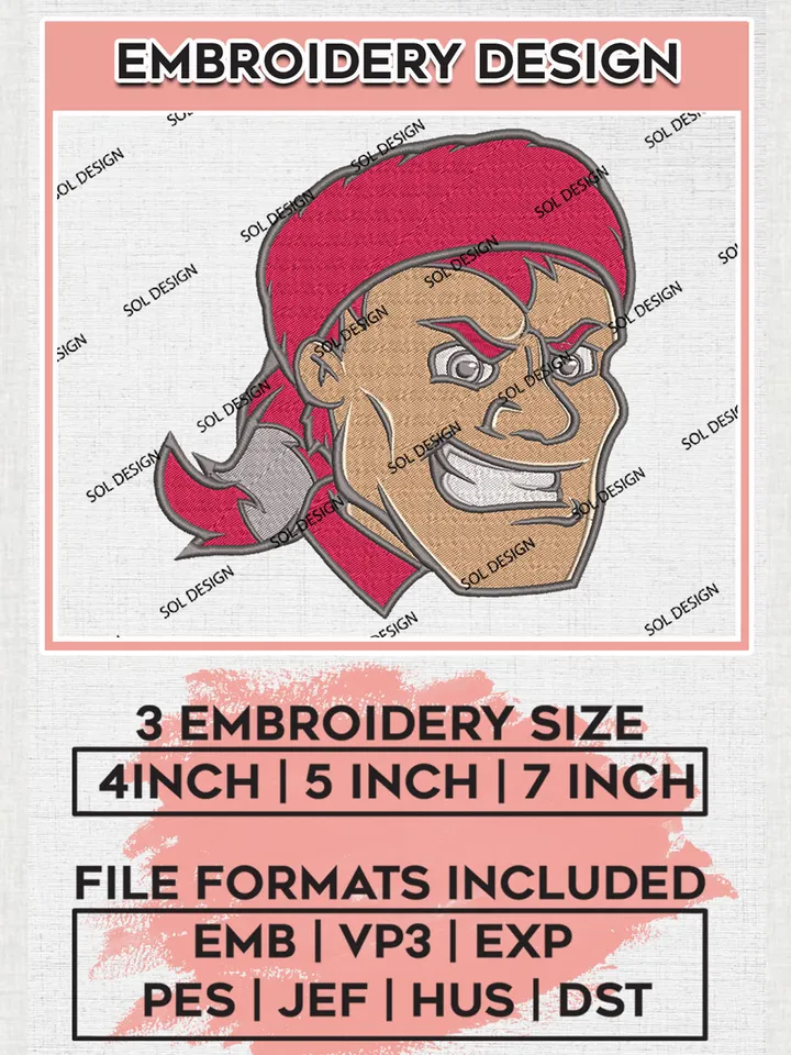 Sacred Heart Pioneers Mascot Embroidery Designs, NCAA Logo Embroidery Files, NCAA Sacred Heart Logo, NCAA Embroidery Designs, Machine Embroidery Designs, Digital Download