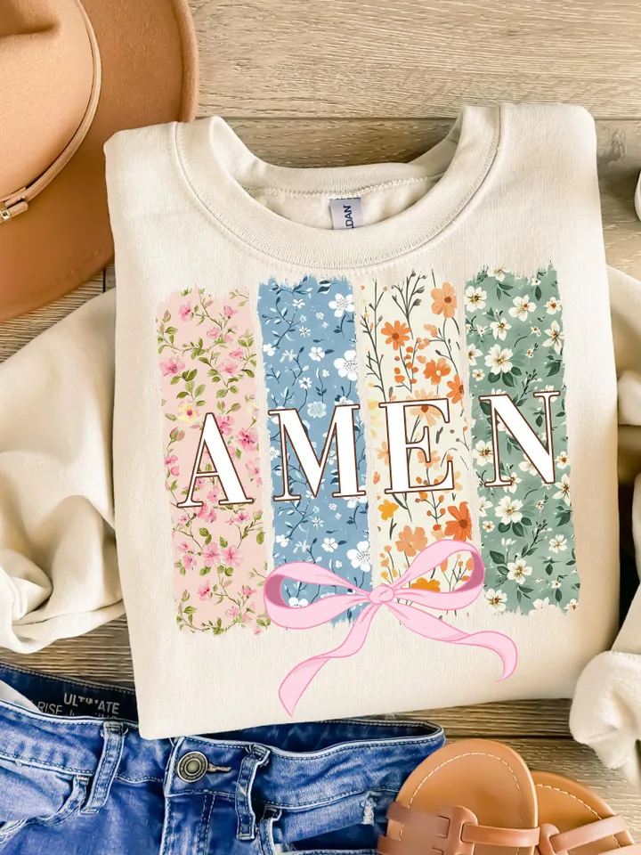 Amen Coquette Bow PNG, Christian Easter PNG, Amen Varsity Png, Floral Spring Png, Jesus Easter Png, Bible Verse Png, Happy Easter Png