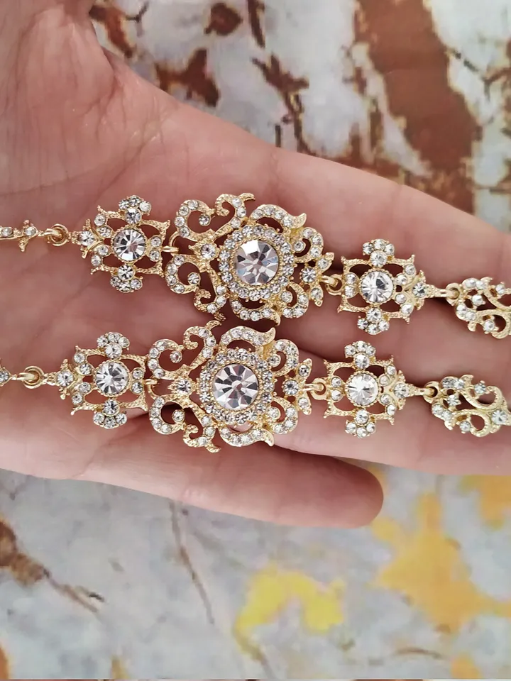 Long Vintage Style Wedding Earrings | Gold , Silver Chandelier Statement Bridal Earrings | Vintage Style Wedding Jewelry | Wedding Gift