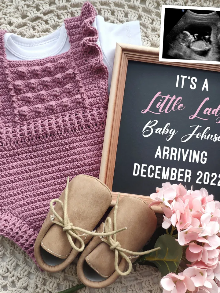 Girl Baby Announcement Digital Pregnancy Announcement for Social Media, Editable Template Digital File