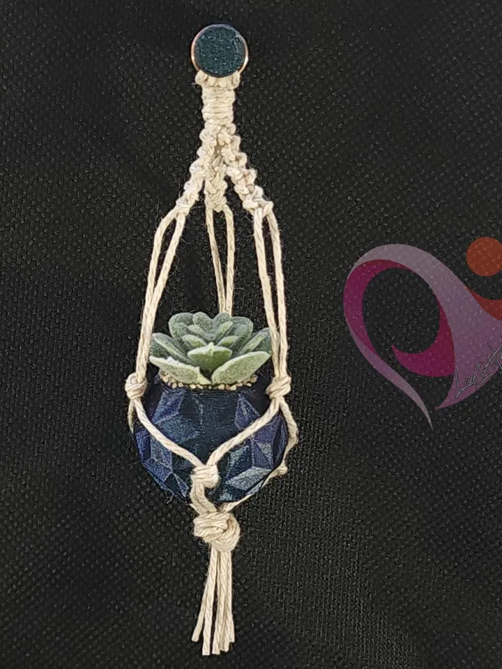 Mini Macrame Succulent Magnet for Fridge or Locker Unique Gift for Plant Lovers Cute Boho Kitchen Decor Under 10