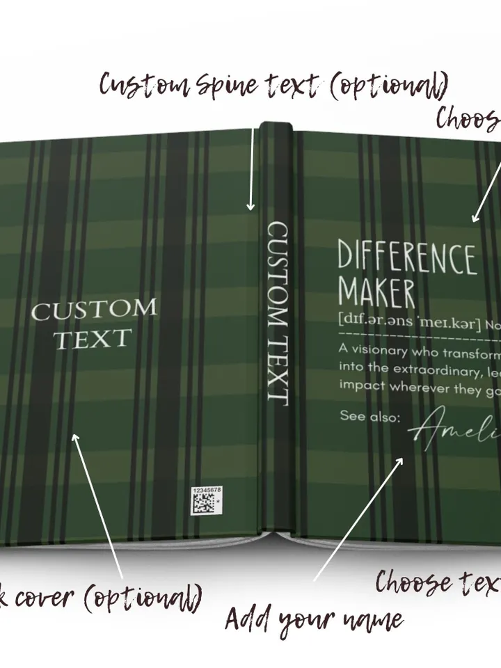 Personalized Difference Maker Journal with your name; Difference Maker Definition Gift; Custom Coworker Gift Employee gift Mentor Leader