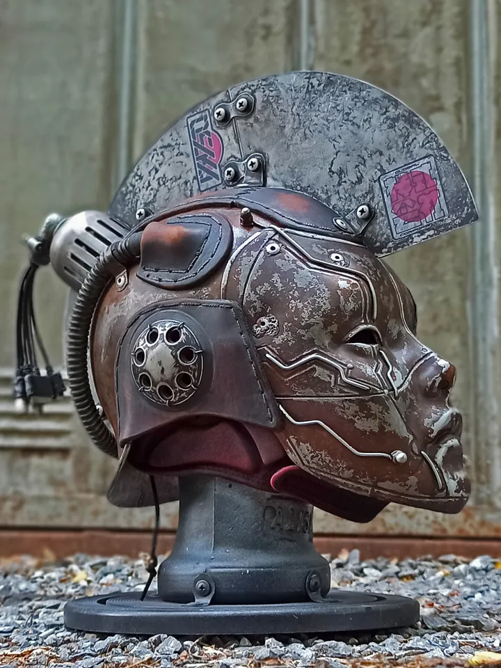 Japanese Samurai Horror Mask / Helmet in Post-Apocalyptic & Cyberpunk style