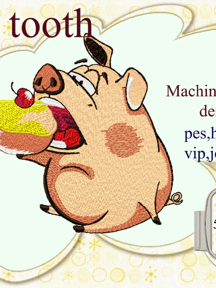 Piggy Sweet tooth Embroidery Design DIGITAL EMBROIDERY
